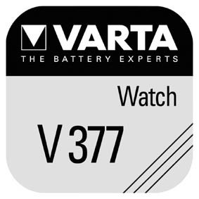 Pile bouton pour montre Varta - V377 -  1.55V - 24mah - SR66 377.801.111, cliquez pour agrandir 