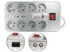Bloc Multiprises 7 Voies, protection des surtensions, prise RJ11, prise TV