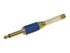 Fiche Jack 6.35mm Mono Mâle, Doré Bleu avec Capot Plastique