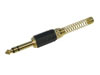 Fiche Jack 6.35mm Stéréo Mâle, Doré, Noir, avec Capot Plastique