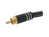 Fiche RCA Male - Dorée - Boitier Metallique Noir - Blanc